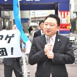 連帯挨拶をする民進党福島県連政務調査副会長　大場秀樹福島県議会議員